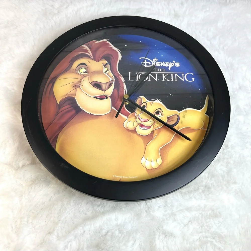 Disney The Lion King Clock Wall Round Black Framed Mufasa and Simba 11
